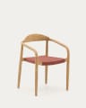 Krzesło sztaplowane Nina z litego drewna akacjowego i liny terakotowej FSC 100%