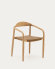 Nina stackable chair in solid acacia wood and beige rope seat FSC 100%