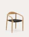 Krzesło sztaplowane Nina z litego drewna akacjowego i czarnej liny FSC 100%