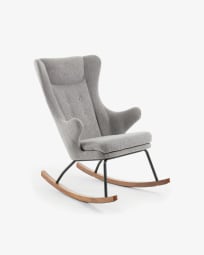 Meryl rocking chair in grey with steel legs and solid ash wood.