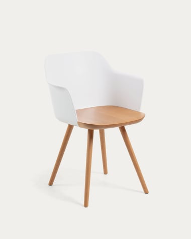 Καρέκλα Bjorg, λευκή και μασίφ ξύλο οξιάς