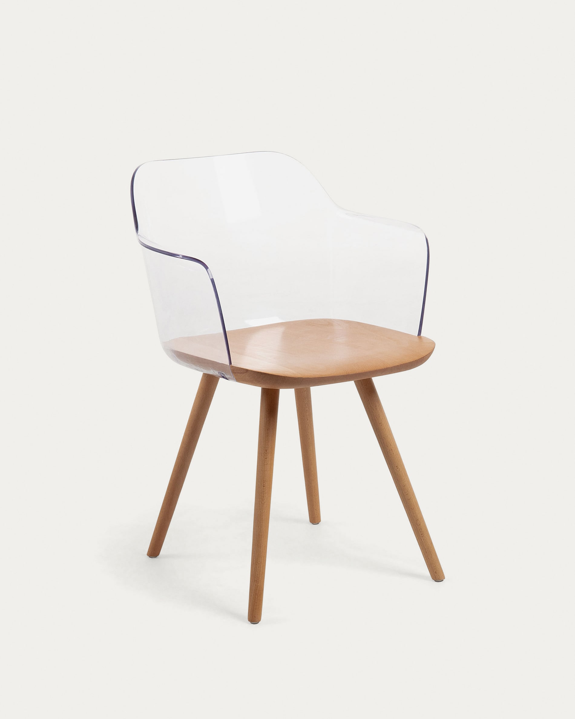 aardolie Landelijk Symmetrie Bjorg transparante en massief beuken stoel | Kave Home