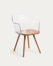 Καρέκλα Bjorg, διάφανη και μασίφ ξύλο οξυάς