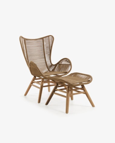 Zabel armchair with footrest beige