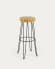 Everet solid mungur wood bar stool with black metal legs