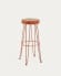 Everet solid mungur wood bar stool with copper effect metal legs