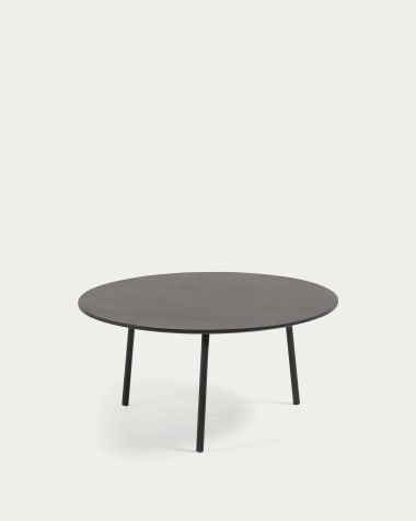Table basse Mathis fibrociment avec pieds en acier finition noire Ø 70 cm