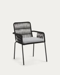 Samanta Seilstuhl schwarz und Beine aus verzinktem Stahl