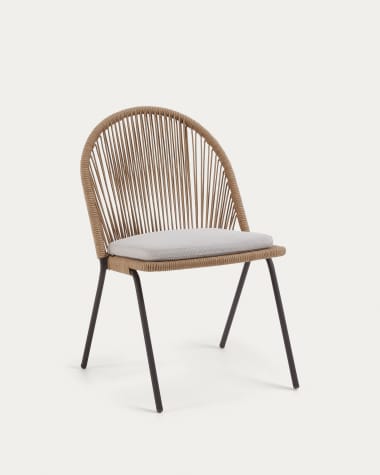 Shann stackable chair in beige cord and galvanised steel legs