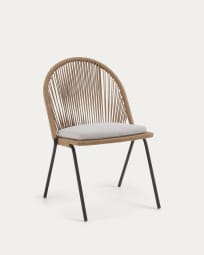 Shann stapelbarer Stuhl aus Seil in Beige und verzinktem Stahl