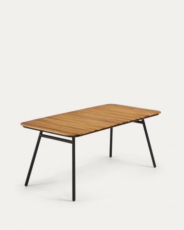 Stół Soumaya 180 x 90 cm z litego drewna akacjowego nogi 100% FSC wykończenie czarne
