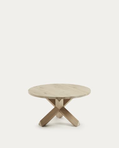 Lotus wood coffee table in solid oak wood, Ø 65 cm
