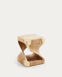 Mesa de apoio Hakon de madeira maciça de mungur com interior trabalhado 30 x 30 cm