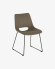 Zahara grey corduroy chair with steel legs with black finish