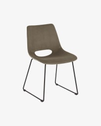 Zahara grey corduroy chair with steel legs with black finish