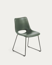 Zahara green chair with steel legs with black finish