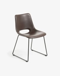 Zahara dark brown chair with steel legs with black finish