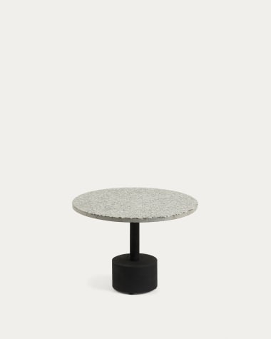 Delano grey terrazzo side table with steel legs in a black finish, Ø 55 cm