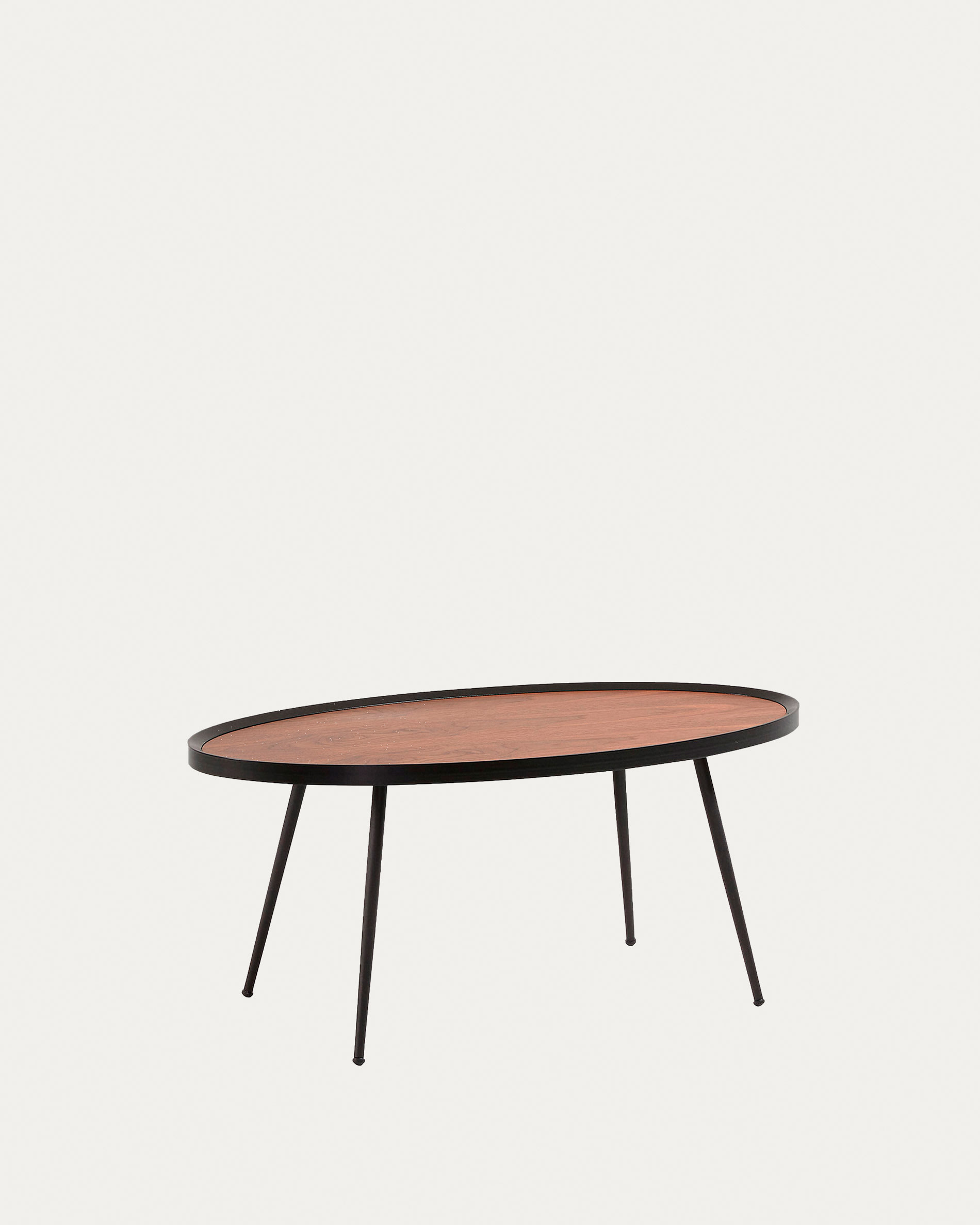 Table basse Kinsley en contreplaqué de noyer et structure en acier noir 102 x 56 cm | Kave Home