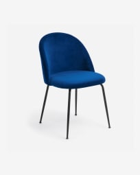 Ivonne chair velvet dark blue and black metal