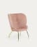 Violet armchair in pink velvet with steels legs in a gold finish