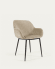 Konna chair in beige chenille with steel legs and painted black finish FR