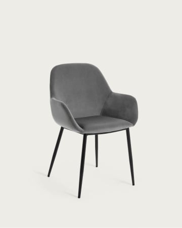 Krzesło Konna z szarego aksamitu