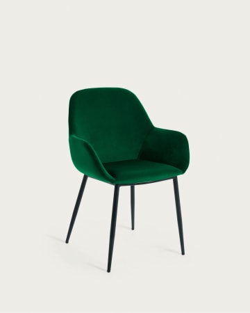 Krzesło Konna z zielonego aksamitu