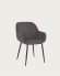 Cadira Konna de pana gruixuda gris i potes d'acer amb acabat pintat negre