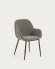 Cadira Konna gris clar i potes d'acer amb acabat pintat negre
