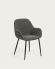 Cadira Konna gris fosc i potes d'acer amb acabat pintat negre