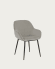 Konna Stuhl in grauem Cord mit schwarz lackierten Stahlbeinen