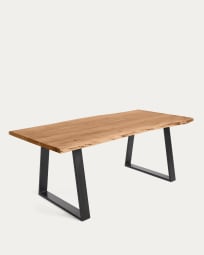 Alaia Tisch 220 x 100 cm aus massivem Akazienholz und schwarz lackierten Stahlbeinen
