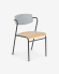 Zaha light grey chair in oak veneer and steel with black finish