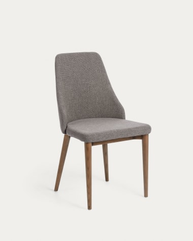 Krzesło Rosie jasnoszare i nogi z litego drewna jesionowego z ciemnym wykończeniem