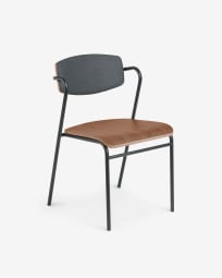 Zaha dark grey chair in walnut veneer and steel with black finish