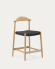 Nina Stool made of solid acacia wood with natural finish and black rope, height 62 cm
