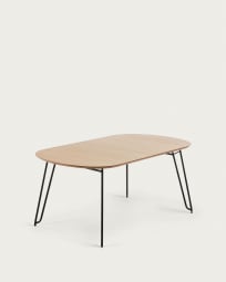 Table extensible Novac 140 (220) x 90 cm contreplaqué de chêne et pieds en acier noir