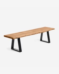 Alaia bench in solid natural acacia wood with black steel legs 200 cm