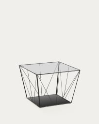 Tilo Couchtisch aus Glas und Struktur aus Stahl mit schwarzem Finish 60 x 60 cm