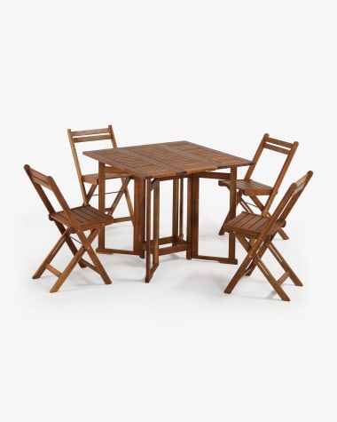 거스타브 아카시아 접이식 4인 테이블 의자 세트
