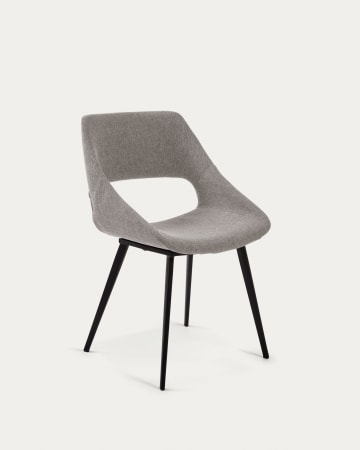Hest light grey chair with steel legs with black finish