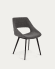 Hest dark grey chair with steel legs with black finish