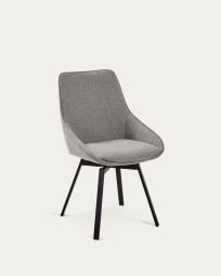 Jenna light grey swivel chair with steel legs with black finish