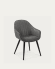 Cadira Fabia de pell sintètica grisa fosc i potes d'acer amb acabat negre