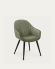 Cadira Fabia de pell sintètica verda i potes d'acer amb acabat negre