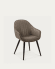 Cadira Fabia de pell sintètica grisa clar i potes d'acer amb acabat negre