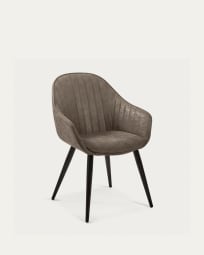 Fabia Stuhl aus Kunstleder in Hellgrau und Stahlbeine mit schwarzem Finish