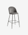 Grey velvet Ivonne stool height 76 cm