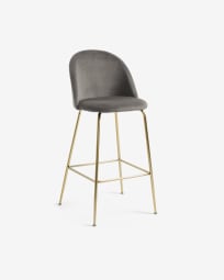 Ivonne stool grey velvet gold legs